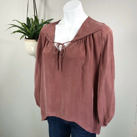 Young Fabulous & Broke Cupro Top Boho Peasant Babydoll Blouse Desert Rose Size S - Picture 1 of 9